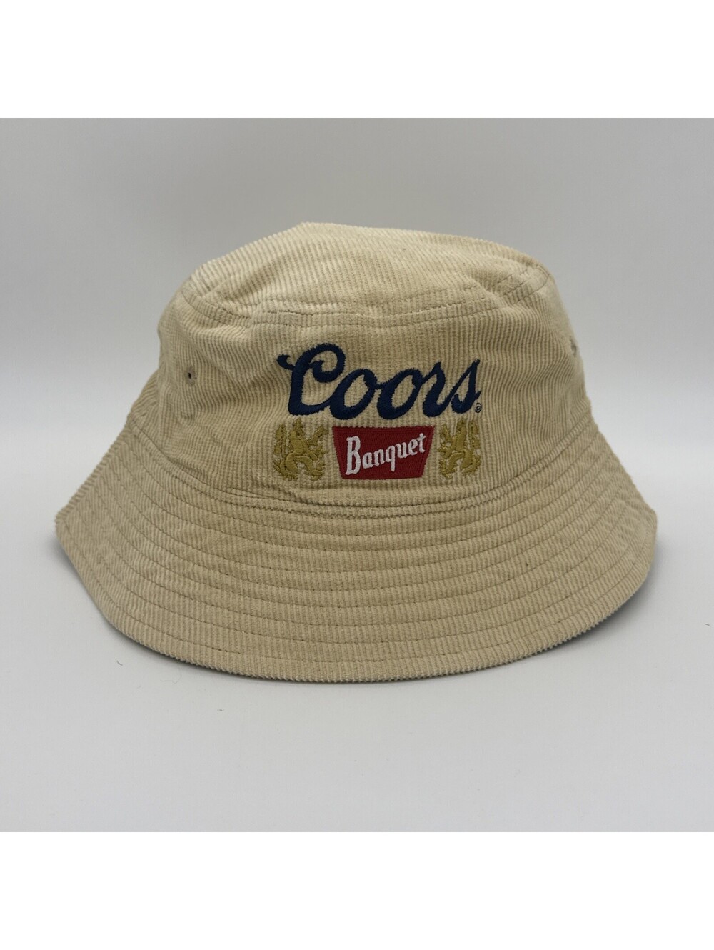 Vintage Coors Banquet Classic Logo Beige Corduroy Bucket Hat Beach River Lake